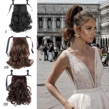 

XUANGUANG 12 inch Curly Hair Lady Thick short curly wave Ponytail Hair Extension Wavy Hair headwear