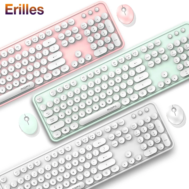 

2.4G Wireless Keyboard and Mouse Set Cute Pink Multifunctional Keyboard Mouse for Lenovo/Asus/Dell Mice 1600dpi Gamer Keyboard