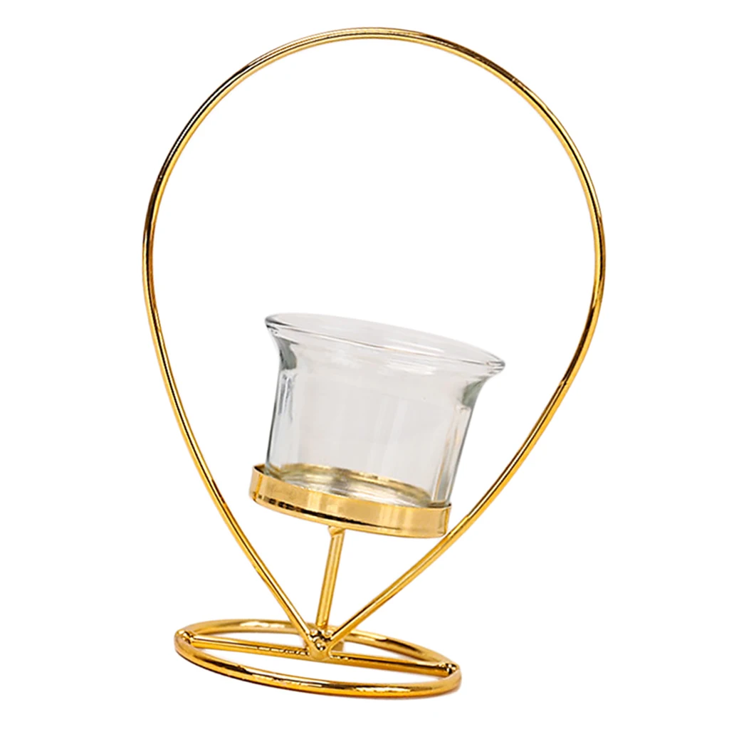 Iron Art Golden Candle Holder Wrought Hollow Candlestick Iron Lantern for Party Home Table Decoration