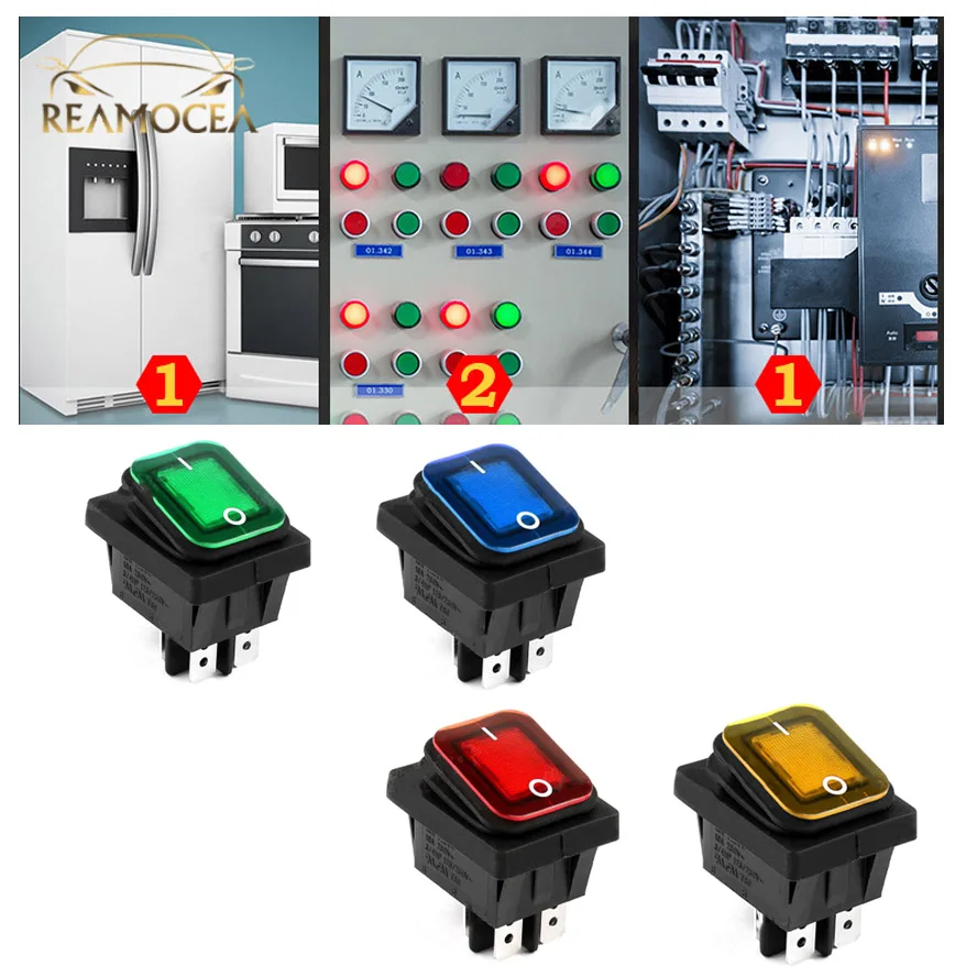 

Reamocea 4 шт. KCD4 клавишный выключатель лодки 6 контактов 2 Позиции DPST I/O ВКЛ./ВЫКЛ. 16 А 250 В переменного тока 20 А 125 В переменного тока с красным, черным, зеленым, желтым светом