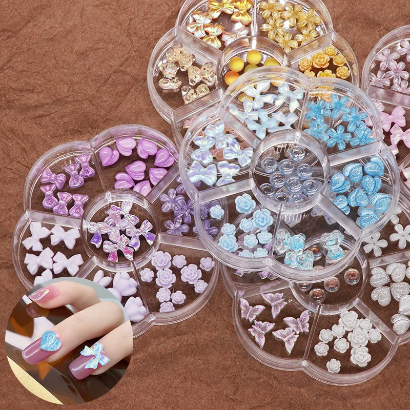 

3D декоративный бант Аврора Медведь Дизайн ногтей Стразы смешанный набор Дизайнерский Модный Дизайн Аксессуары для дизайна ногтей в Корейском стиле