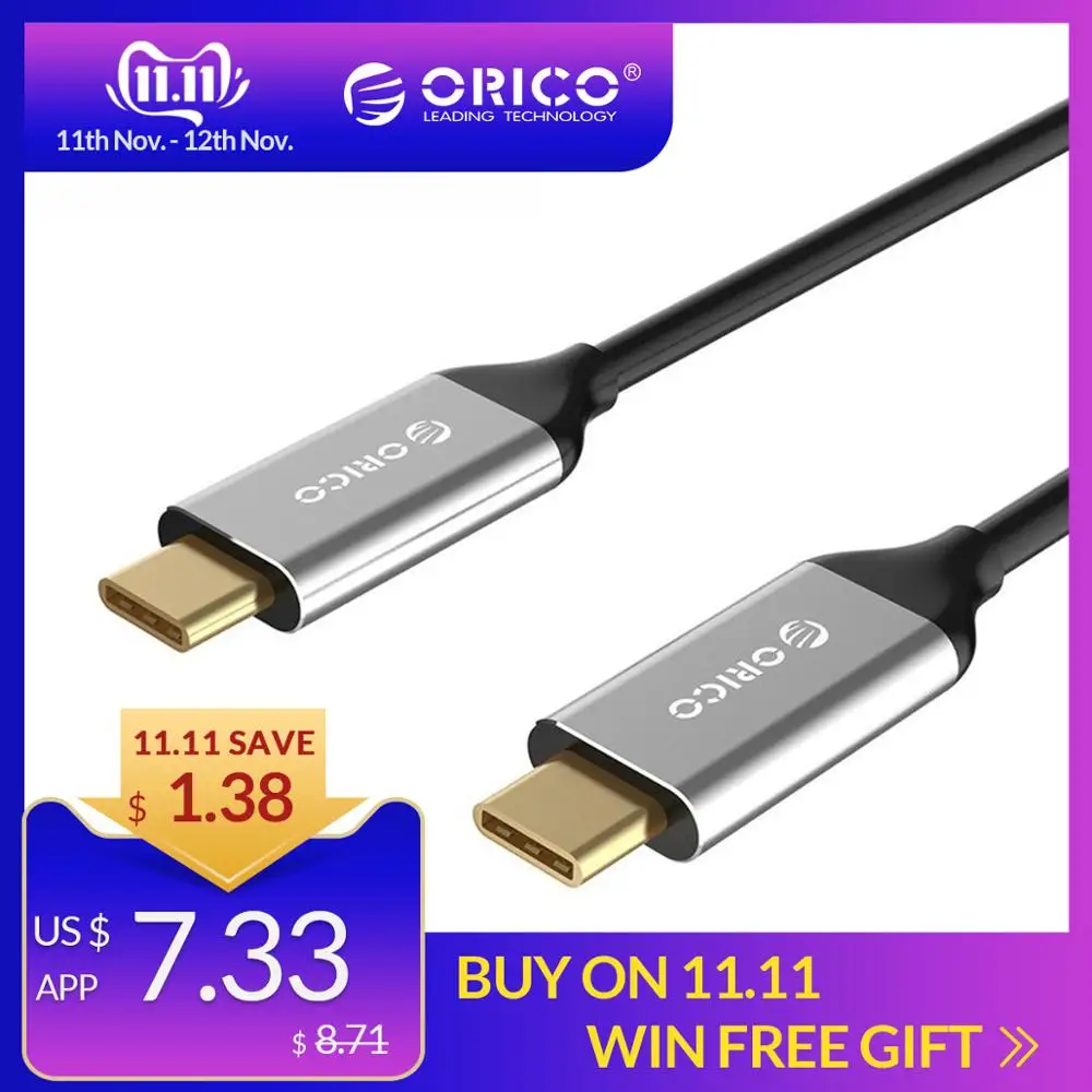 

ORICO USB 3.1 Type C to Type c Cable 10 Gbps 5A Fast Charging Type-c Cable for Mobile Phone Macbook Matebook Laptop