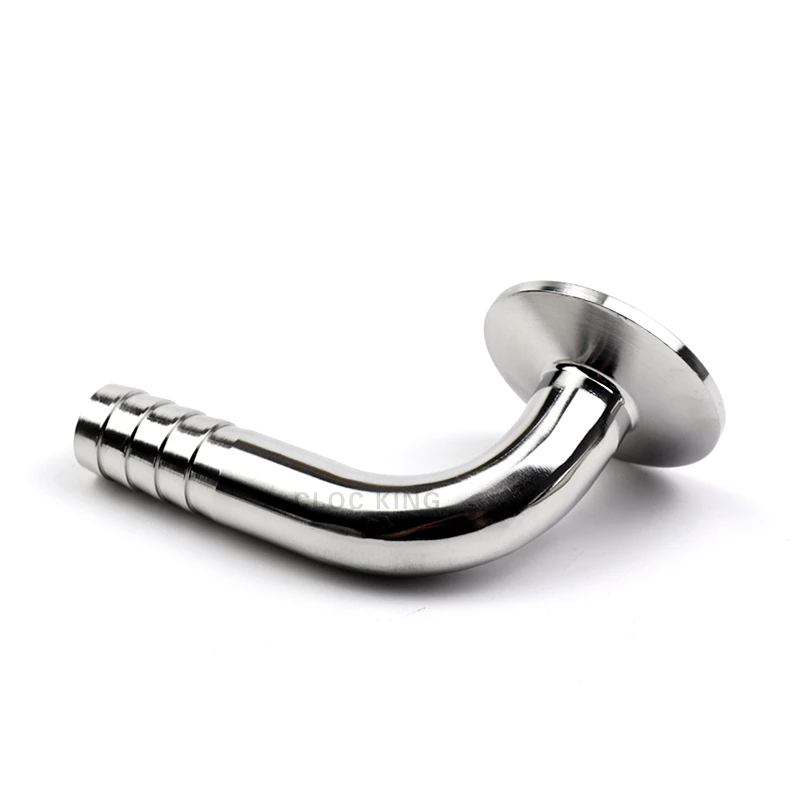 12.7/14/16/19/25/32/38/45/51/mm OD 304/316 Sanitary Hose Barb Pipe Fitting 1.5" 2&rdquo; Tri Clamp 50.5mm/64mm Ferrule 90 Degree Elbow Pipe Fitting