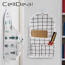 Door Rear Wall Lattice Hanging Storage Bedside Organizer Dorm Room Phone Book Magazine Storage Bag Holder With Hook Bed Pocket