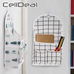 Door Rear Wall Lattice Hanging Storage Bedside Organizer Dorm Room Phone Book Magazine Storage Bag Holder With Hook Bed Pocket