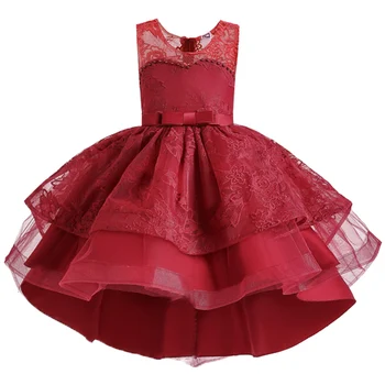 

2020 Summer girl trailing princess dress Tail Peng Dress Princess Birthday Party Dinner Embroidery Dress Girl clothes
