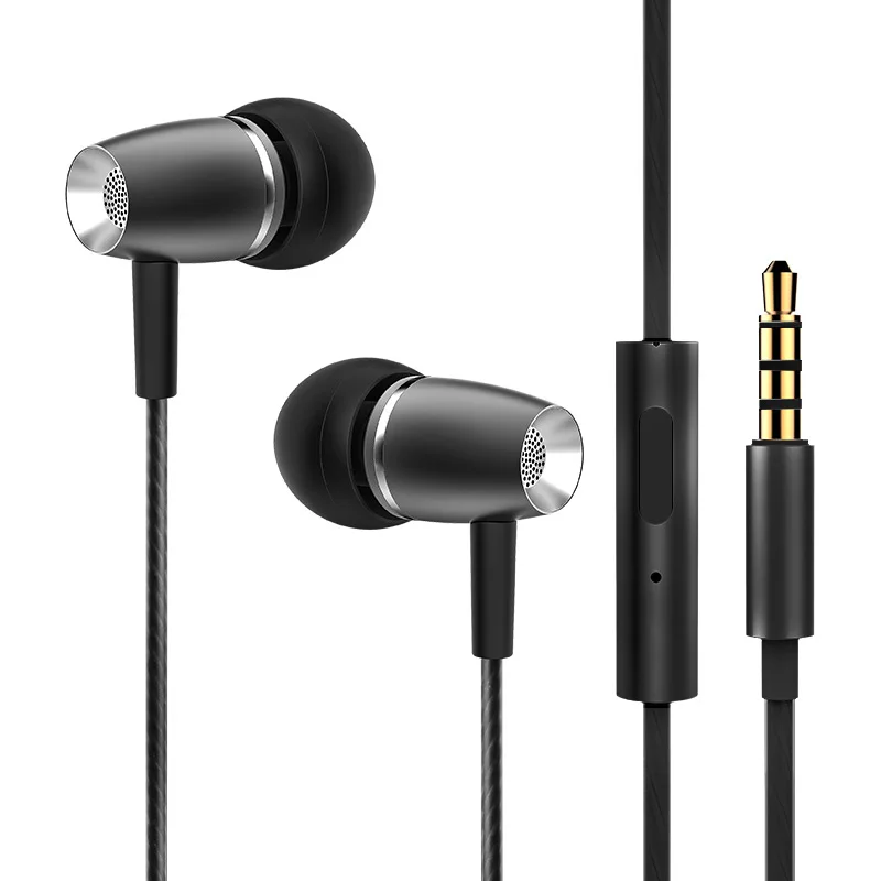 Wired Earphone In ear Earphone Earplugs with Wheat Android Universal Metal Wire Control Outdoor Fitness Headset