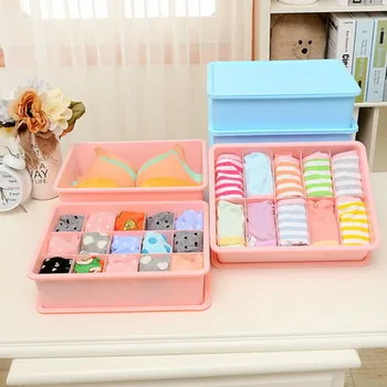 

3-piece Underwear Storage Box Home Life Bra Underwear Socks Multi-color Covered Plastic Box Drawer Underwear Storage Box