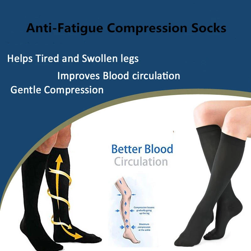 Anti-Fatigue Compression Socks Unisex Outdoor Sports Flight Travel Miracle Anti Swelling Fatigue DVT Support 1 Pair | Спорт и