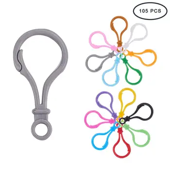 

1 Set 105pcs Opaque Solid Color Bulb Shaped Plastic Push Gate Snap Key Clasps