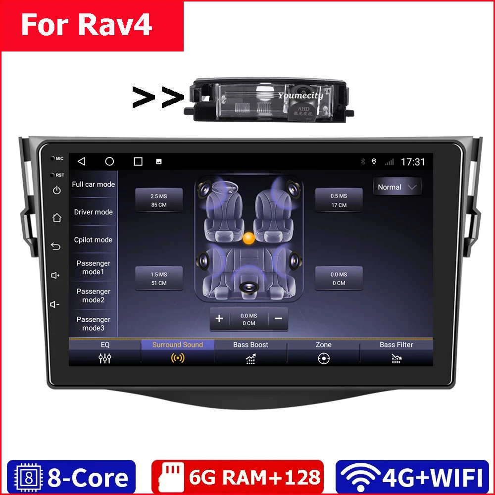 New Android 10.0 Car Dvd Player For Rav4 With Radio Gps Map Bluetooth Camera USB Navitel 6GRAM 128GROM