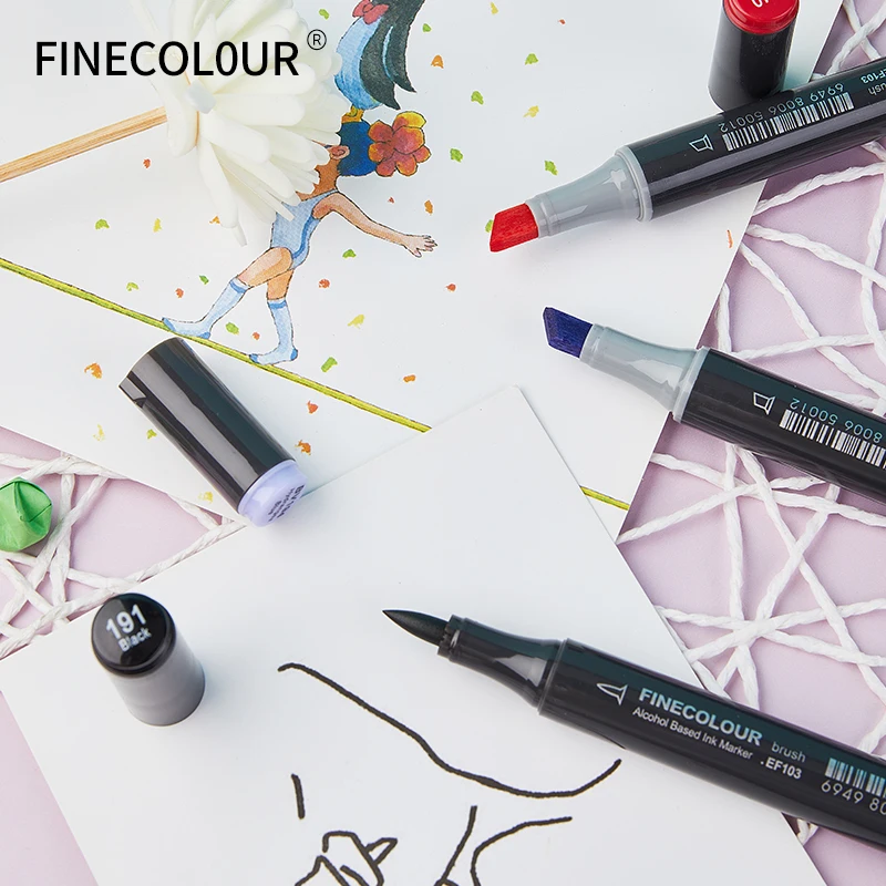 240 Colors FINECOLOUR EF103 Marker Full Set Brush Head Art Alcohol Based  Marker Pen Professional Drawing For Artist