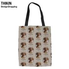 THIKIN Счастливого Рождества хозяйственные сумки Собака vizsla для девочек с принтом в виде большой Ёмкость Для женщин холст тотализатор моды сумка для покупок