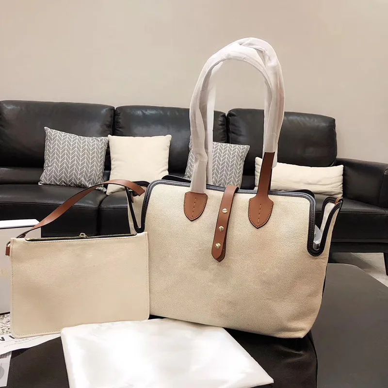 

Two Set Luxury Brand Designers Handbag Canvas Woman Shoulder Book Tote Bags Purses Ladies Hand Bags Women Beach Shopping Bag
