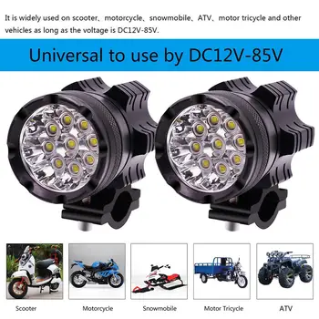 

2Pcs 45W 9-LED Super Bright Motorcycle Waterproof Headlight Front Lamp