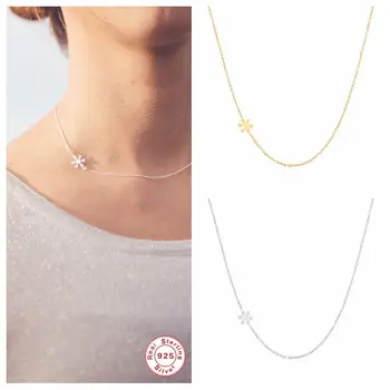 

Genuine 925 Sterling Silver Fine Jewelry Snowflake Pendant Necklace For Woman Girls Ladies Party Chain Link Collares Accessories