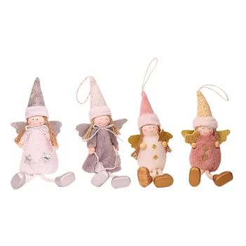 

4Pcs Christmas Ornaments Lovely Plush Doll Angel Girl Hanging Pendant Christmas Tree Decor Xmas Decoration New Year Gift