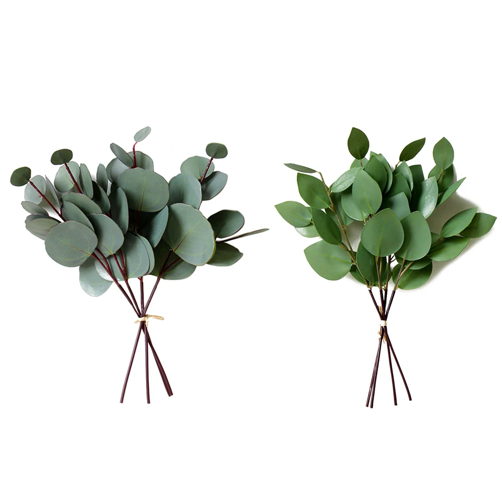 

4pcs Artificial Eucalyptus Leaf Floral Stem Faux Greenery Leaf Round Leaf Eucalyptus Leaves Eucalyptus Home Decoration M8