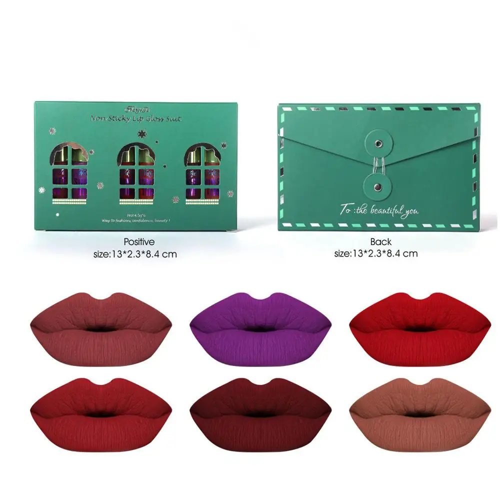 

6 sticks Christmas set box makeup velvet matte lipstick lip glaze lasting moisturizing waterproof lip gloss lip gloss set