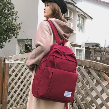 

Classic waterproof nylon women backpack Large capacity multiple zip pocket Backpacks Travel bag Teenage Girls Schoolbag