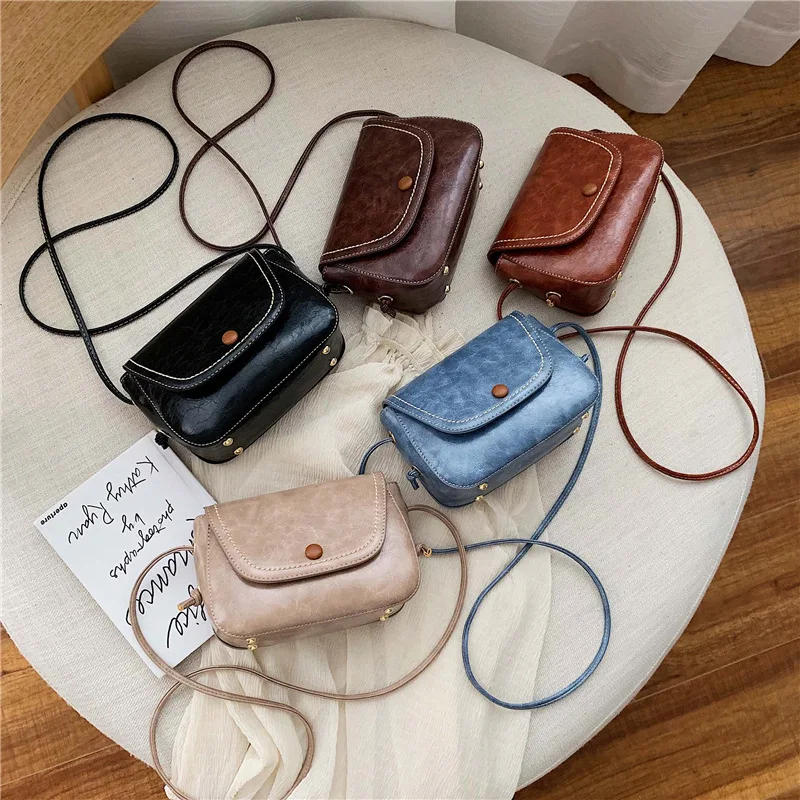 

Retro Small Bag WOMEN'S Bag New Style 2019 Solid Color Simple Square Sling Bag Versatile Casual CHIC Crossbody Bag Fashion