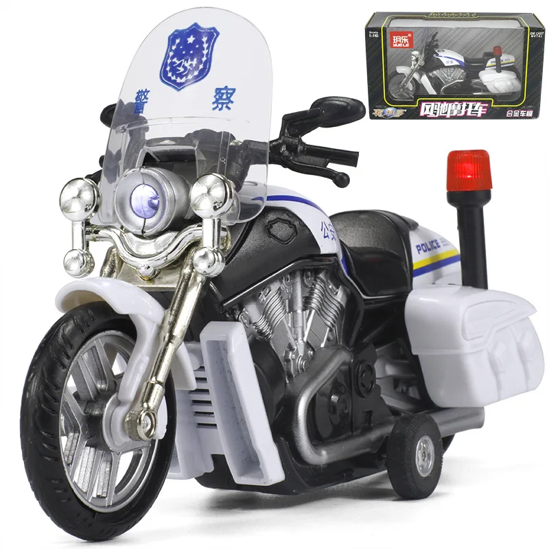 

Diyaduo CHILDREN'S Toy Patrol Motorcycle Sound And Light Alloy Warrior Model Toy 555 Gift Box