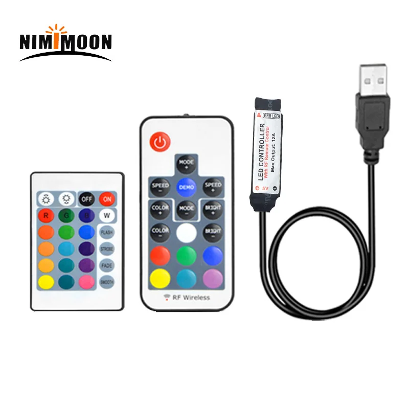5V 24V USB RGB светодиодный пульт дистанционного управления RF ИК 3Key 17Key 24Key диммер 4 Pin