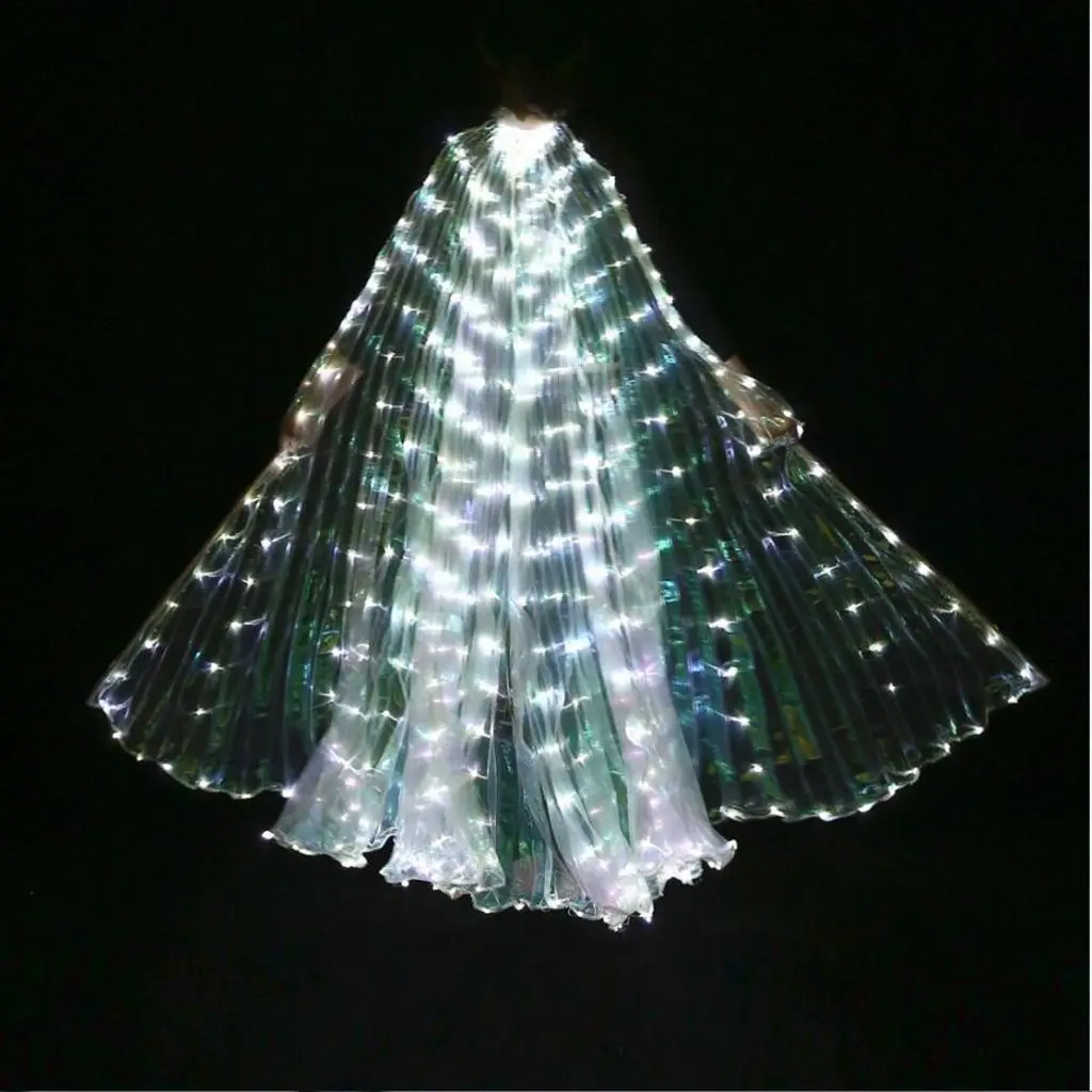 LED Isis Wings Glow Light Up Belly Dance Costumes With Sticks Performance