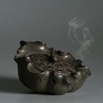 

Teahouse Lotus Backflow Box Incense Burner Ceramic Censer Oil Diffuser Incense Burner Holder Incienso Quemador Home Decor BW50XX