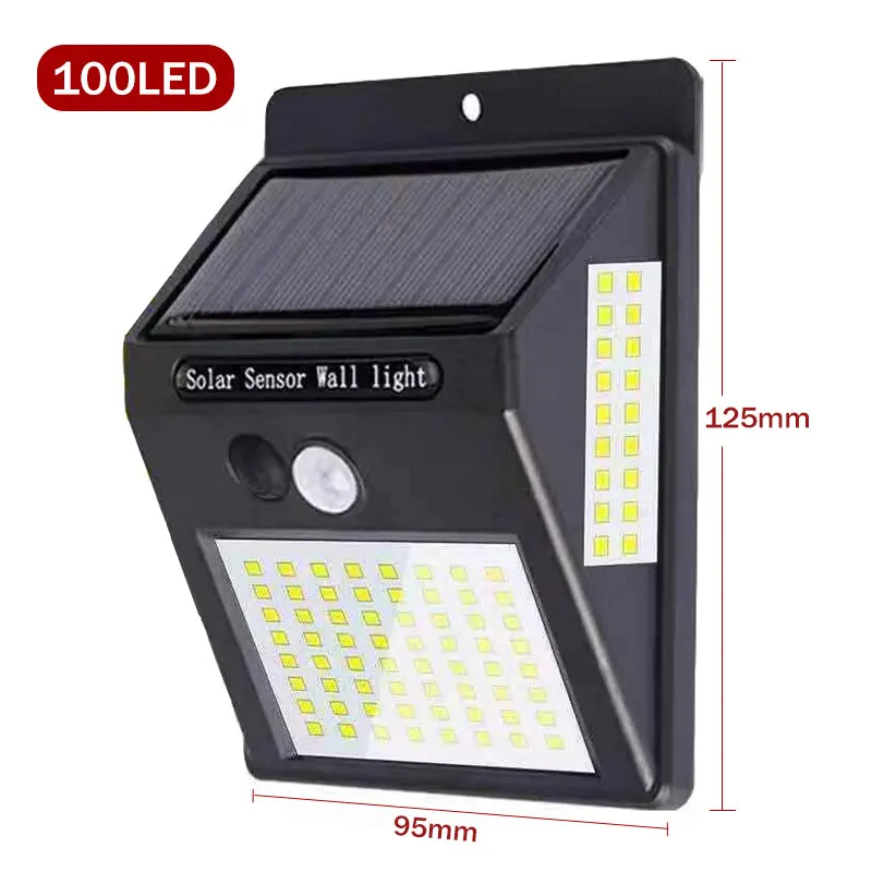 100 LED Solar Light Outdoor Solar Lamp PIR Motion Sensor Wall Light Waterproof Solar Powered Sunlight for Garden Decoration (1)