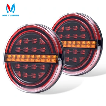 

MICTUNING 2Pcs 5.3" Amber Round LED Trailer Light with Brake Light/ DRL/ Flow Amber Turn Signal for Car Truck Ships Buses Vans