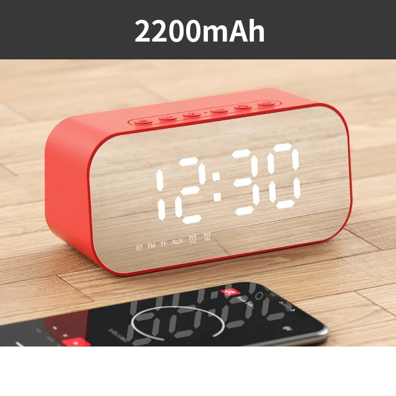 

Bluetooth Portable Speaker Wireless Subwoofer Loudspeaker Large Capacity Battery Mirror Alarm Clock Multi-function Speaker