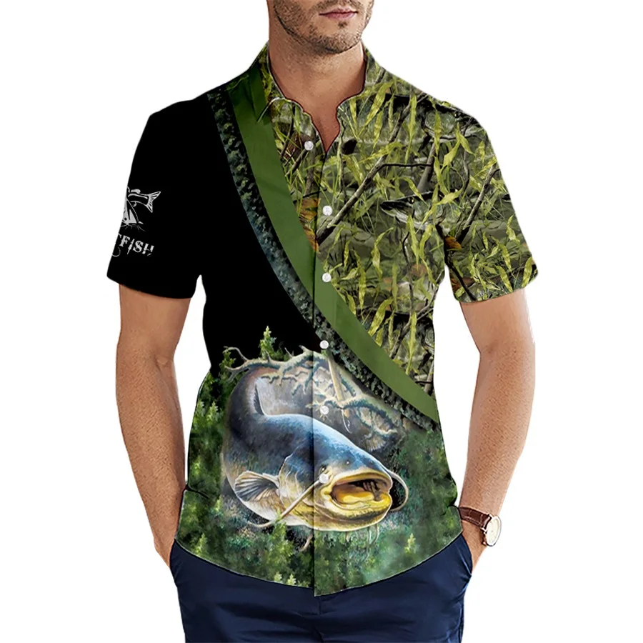 2021 Summer Short sleeve Shirts Beautiful Carp / Catfish Fishing