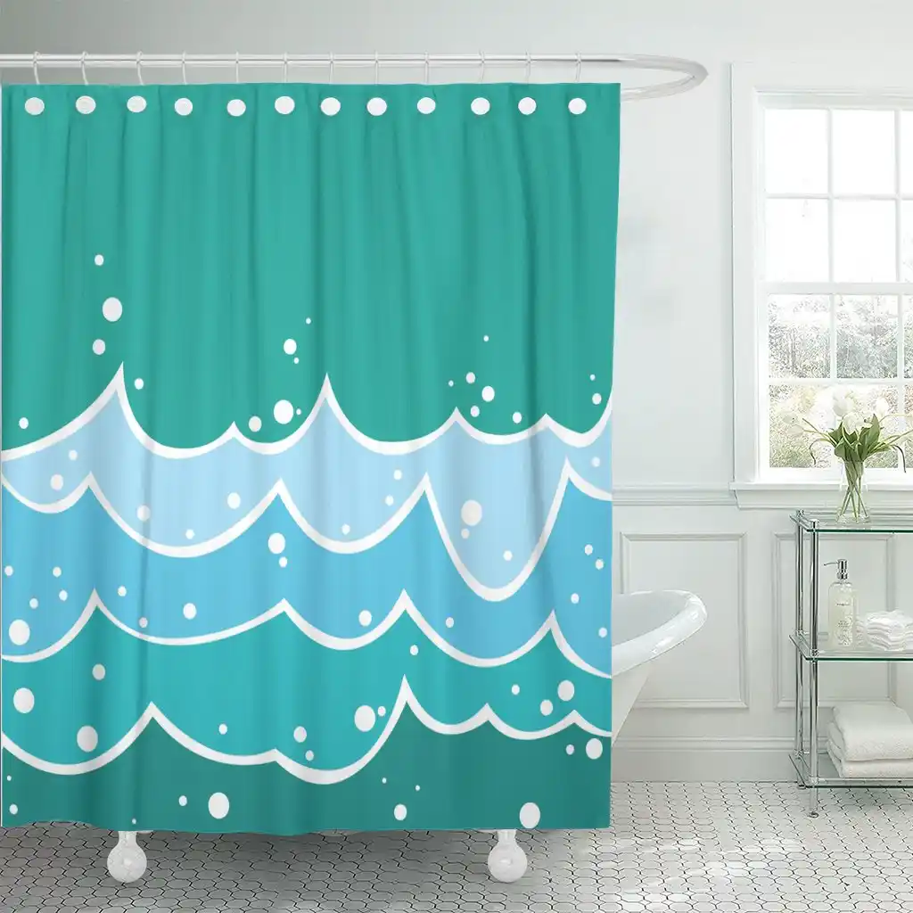 Sea Ocean Wave Aqua Waves Storm Streamers Water Shower Curtain Waterproof Polyester Fabric 72 X 78 Inches Set With Hooks Shower Curtains Aliexpress