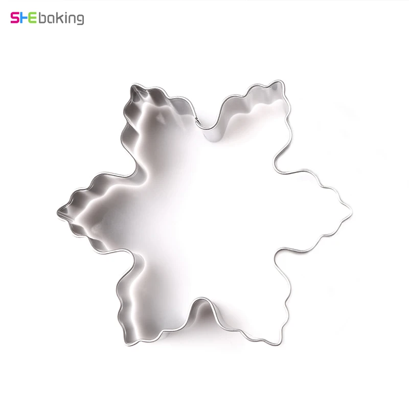 Shebaking Christmas Snowflake Cookie Cutter Mold 3d Stainless Steel Pastry Biscuit Tool Fondant Cake Baking Decoration Mold