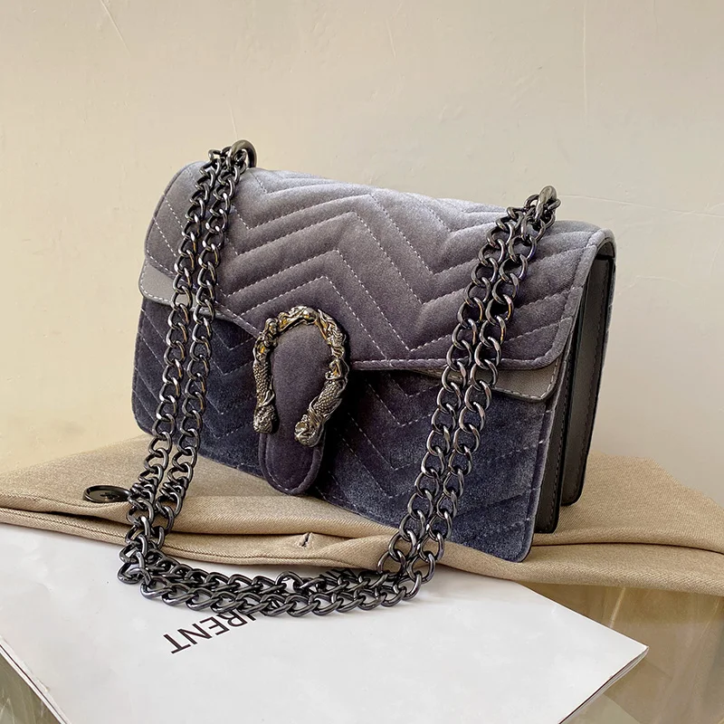 

2021 Velvet Crossbody Bags For Women Famous Brand Handbags And Purses Fashion Chain Shoulder Bags Women's Designer Messenger Bag