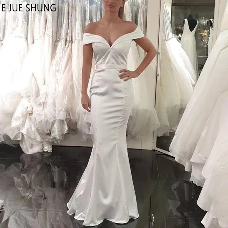 E Jue Shung Elegant Mermaid Wedding Dresses Off The Shoulder White