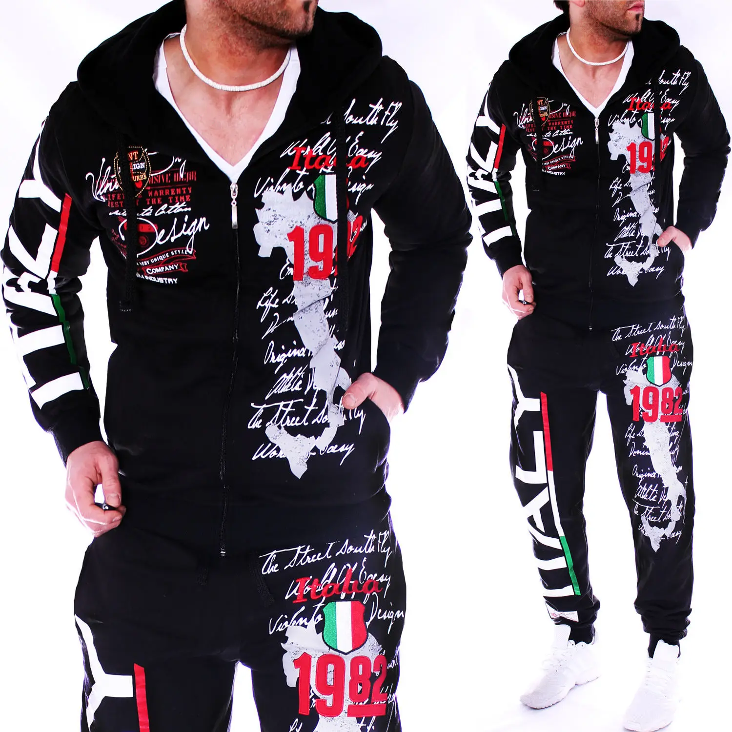 

ZOGAA Autumn Men Tracksuit Hoodies Jacket+Jogger Sweatpants Man Printing Suits 2PCS Tracksuit Men Casual Patchwork Sportwear Set