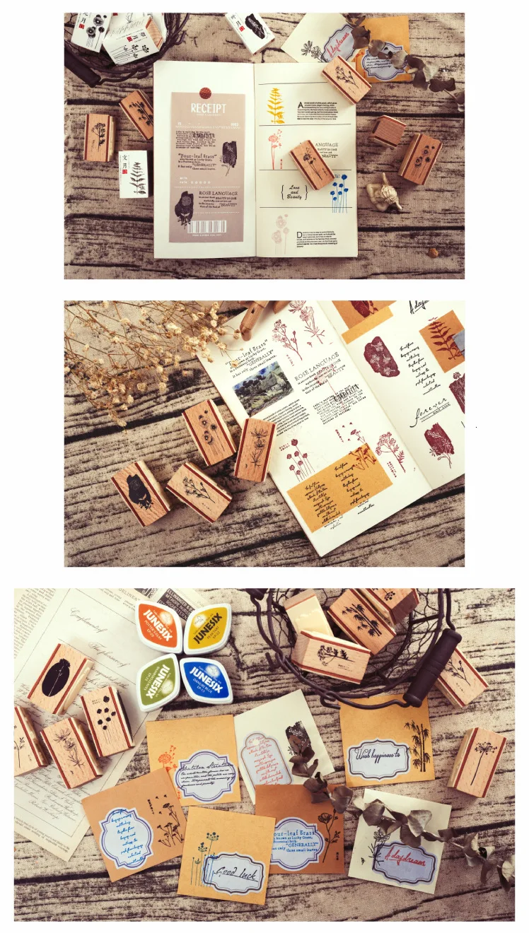 Двухсторонний деревянный резиновый штамп в стиле ретро для изготовления поздравительных открыток, сделай сам, скрапбукинг, стандартный штамп