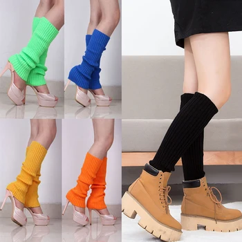 

New Women Knit Winter Leg Warmers Solid Candy Color Loose Style Lady Boot Knee High Boot Stockings Leggings Gift Warm Boots Leg