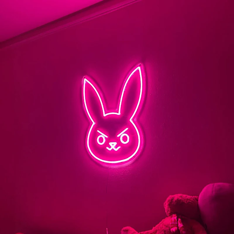 Dva Bunny Neon Sign Rabbit Bunny Playboy Neon Signs Wall Art Gifts for Him Decorations Bar Rave Apartment Neon lamp Dva rabbit