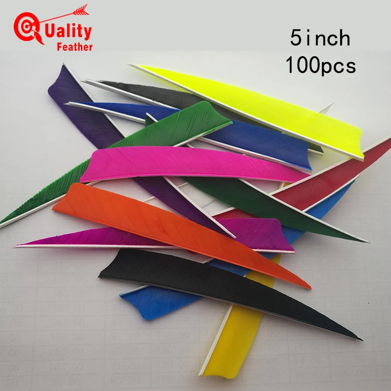 

New 100pcs 5" Shield Cut Fletchings Arrow Feathers Turkey Feather Archery Arrow Accessories Handcraft Fletches Feather