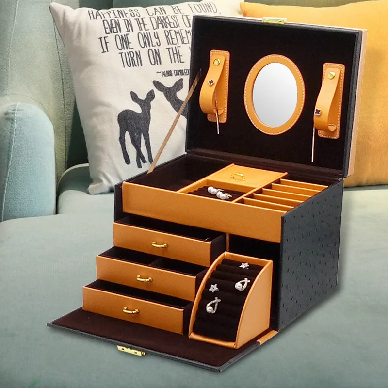 

Three Layer Multi-part Jewelry Box INS-Style Jewelry Box South Korea Jewlery Box Leather Jewelry Gift Jewlery Box