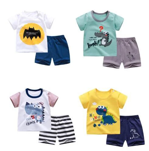 cotton Summer baby children soft shorts suit t-shirt todder boy and girl kids dinosaur cartoon cute clothes cheap stuff for 0-6Y