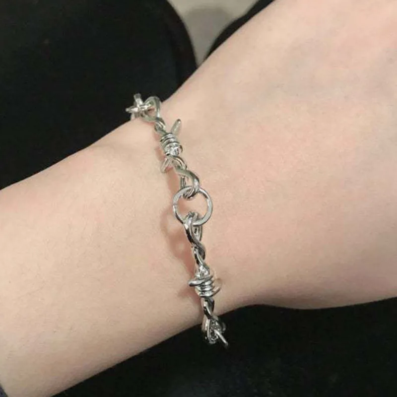 Metal Bracelet Small Wire Brambles Iron Unisex Choker Bracelet Women Hip-hop Gothic Punk Style Barbed Wire Little Thorns for Gifts