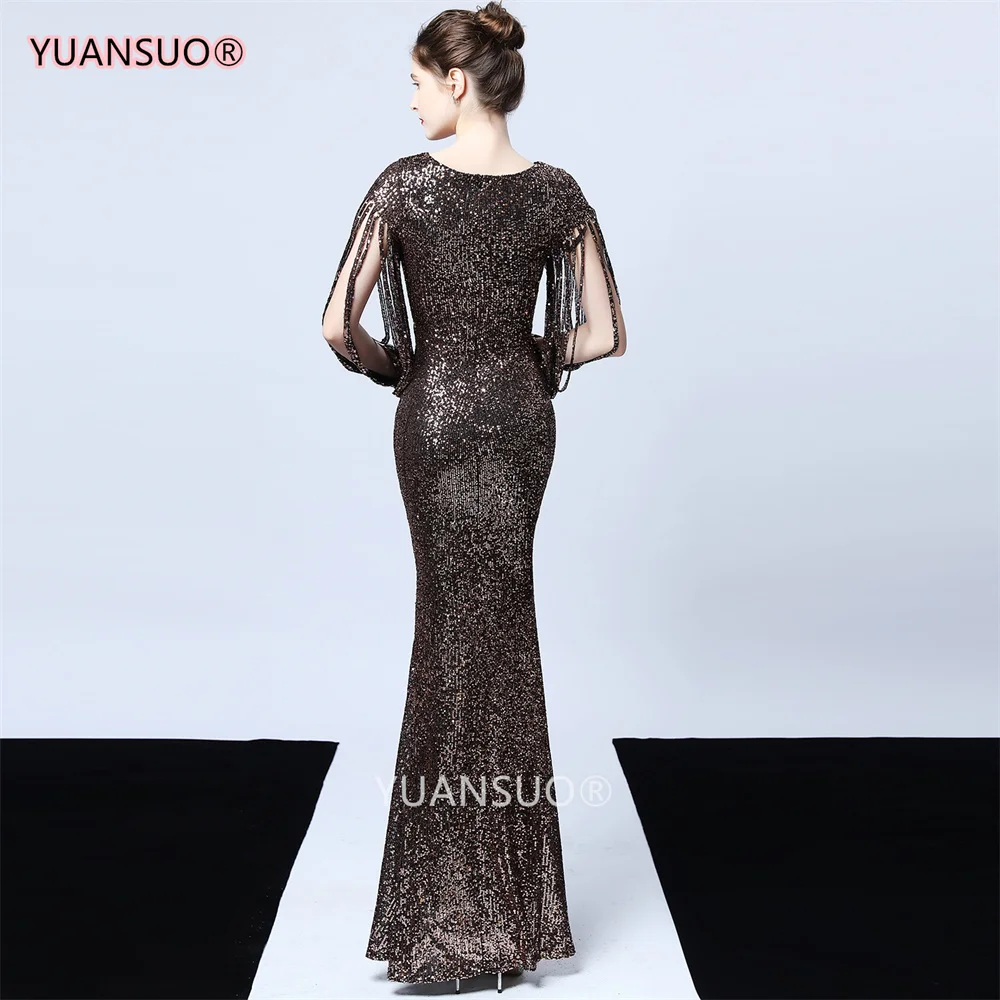 New hollow-carved long sleeve style Sequins evening dresses vestido de festa prom gowns vestidos party dress robe de soiree long evening dress