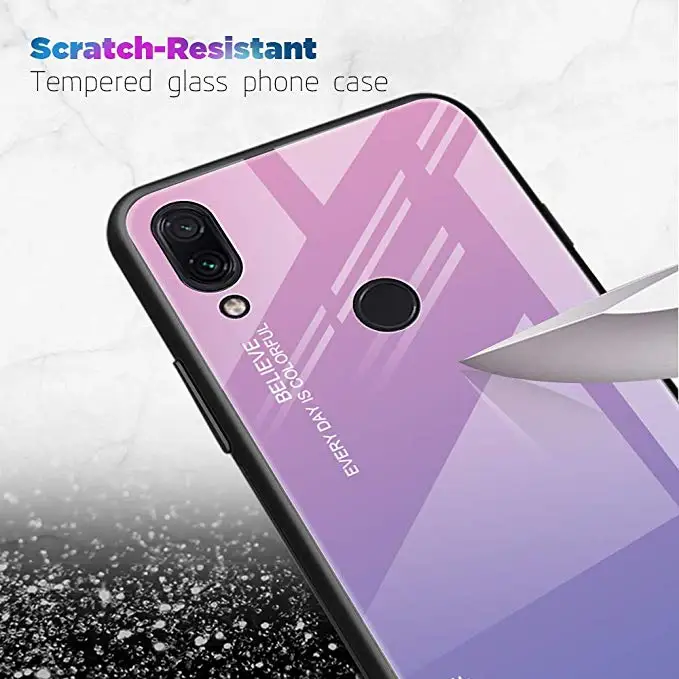 Модный чехол из закаленного стекла с кристаллами градиентного цвета для Xiaomi Redmi Note 8 Pro 7 6 5 7A противоударный чехол с защитой от царапин