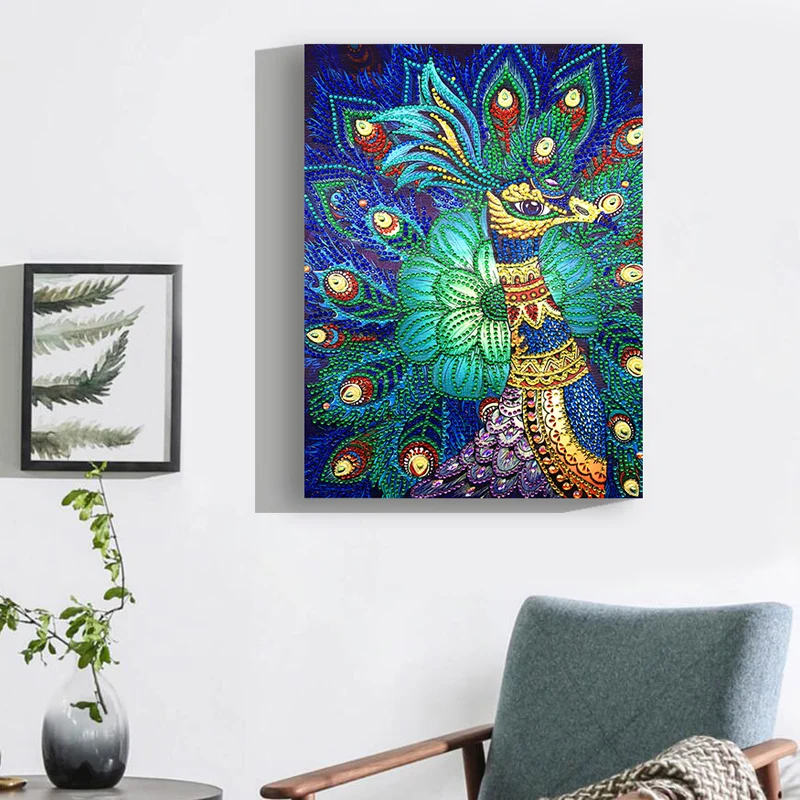 RUBOS DIY 5D Diamond Embroidery Blue Peacock Animal Bead Diamond Painting Rhinestone Picture Big 3D Pearl Mosaic Hobby New Sale (3)