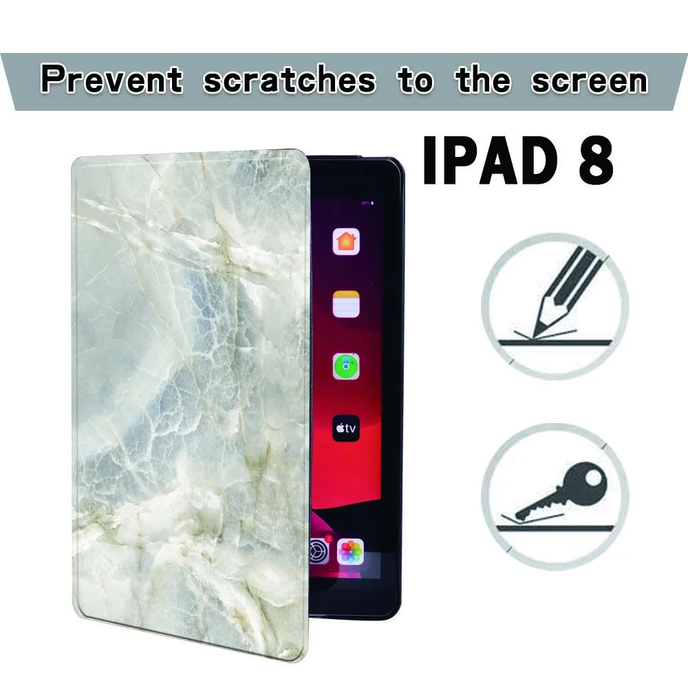 

For Apple iPad 8 10.2" 2020 (8th 8 Generation) A2428 A2429 PU Leather Smart Tablet Stand Folio Cover Various marble Slim Case