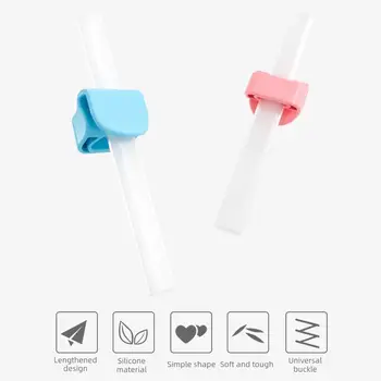 

Baby Reusable Silicone Durable Multifunctional Washable Soup Water Drinking Straw Snap Buckle Feeding Tableware